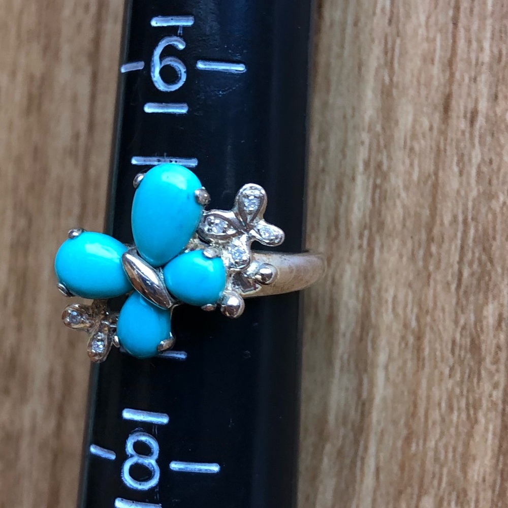 Turquoise Floral Cluster Ring - Women Jewelry - Picture 3 of 12